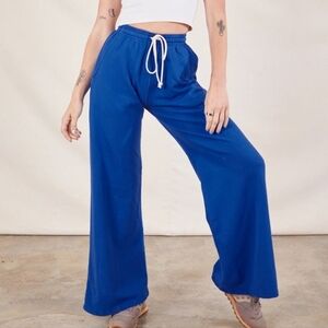 Love Tree Women’s Wide Leg Royal Blue rope belt linen trouser pant size medium